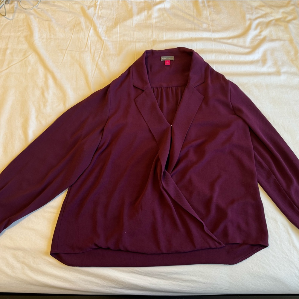 Maroon Vince Camuto Snap Closure Blouse